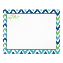 Modelo tribal de Ikat del zigzag verde azul de la  Invitaciones Personales