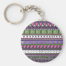 Modelo tribal púrpura y rosado llaveros