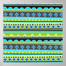 Modelo tribal verde y azul de neón impresiones