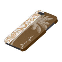 Modelo tropical del damasco de Brown iPhone 5 Fundas