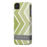 Modelo verde de los galones del zigzag de Ombre Case-Mate iPhone 4 Fundas