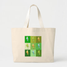 Modelo verde de los Parakeets Bolsas Lienzo