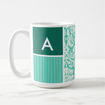 Modelo verde del damasco de Seafoam Taza De Café