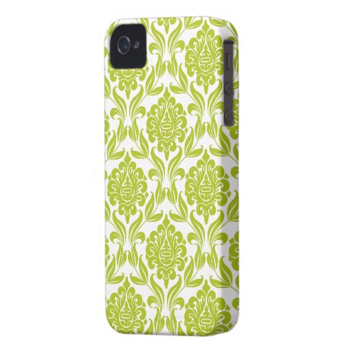 Modelo verde del damasco iPhone 4 fundas