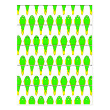 Modelo verde y amarillo del pájaro. Parakeets. Postal