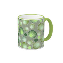 Modelo verde y blanco abstracto de los círculos taza de café