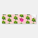 Modelo verde y rosado de la tortuga etiqueta de parachoque