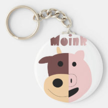 Moink: Llavero de la vaca y del cerdo del dibujo a