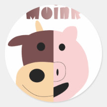 Moink: Vaca del dibujo animado y pegatina del cerd