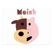 Moink: Vaca del dibujo animado y postal del cerdo