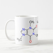 Molécula del cafeína taza de café