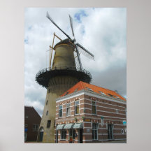 Molino de viento de Holanda en la impresión del po