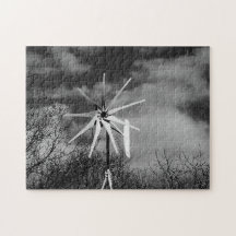 Molino de viento del invierno puzzle con fotos