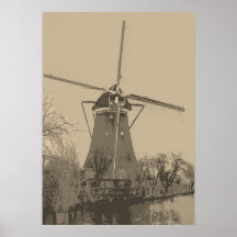 Molino de viento holandés viejo poster