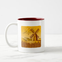 Molino de viento retro taza de café