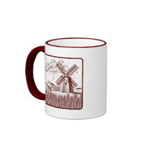 Molino de viento retro tazas de café