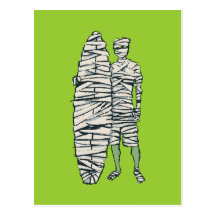 Momia de Halloween que practica surf Tarjetas Postales