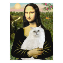 Mona Lisa - gato persa blanco 13 Tarjetas Postales