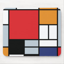 Mondrian - composición con el avión rojo grande alfombrillas de ratones