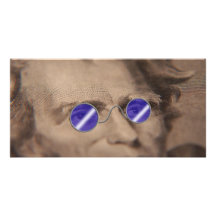 Moneda en gafas de sol tarjetas fotográficas personalizadas
