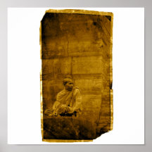 Monje en la pared poster