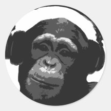 MONO DE DJ PEGATINAS REDONDAS