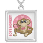 Mono del amor - collar lindo del colgante del mono
