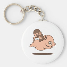 Mono del bebé (que va al revés en un cerdo) llavero personalizado