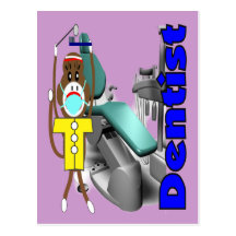Mono del calcetín del dentista--Adorable Postales