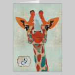 Monograma ambarino Notecard de la jirafa que mira  tarjetas