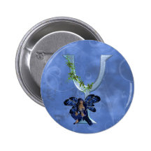 Monograma azul de hadas Y Pins