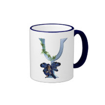 Monograma azul de hadas Y Tazas De Café