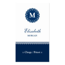 Monograma azul elegante del cordón del clero/del s plantillas de tarjeta de negocio
