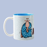 Monograma azul "G " de la jirafa del niño tazas