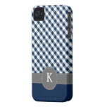 Monograma azul marino del personalizado del modelo iPhone 4 Case-Mate cobertura