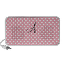 Monograma blanco rosado de los lunares altavoces de viajar