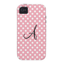 Monograma blanco rosado de los lunares iPhone 4/4S fundas