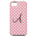 Monograma blanco rosado de los lunares iPhone 5 carcasas