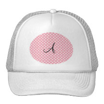 Monograma blanco rosado de los lunares gorras de camionero