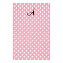 Monograma blanco rosado de los lunares  papeleria de diseño