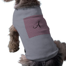 Monograma blanco rosado de los lunares camisa de perro