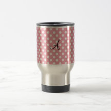 Monograma blanco rosado de los lunares tazas de café