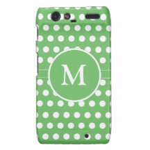 Monograma blanco verde de los lunares droid RAZR carcasa