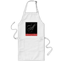 Monograma blanco y negro elegante - rubrique A Delantales