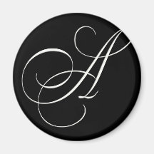 Monograma blanco y negro elegante - rubrique A Iman De Nevera