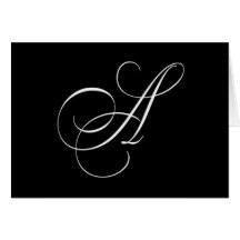 Monograma blanco y negro elegante - rubrique A Tarjeton