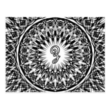 Monograma blanco y negro Z de la flor de la estrel Tarjetas Postales
