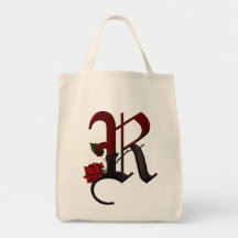 Monograma color de rosa gótico R Bolsa