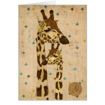 Monograma de bronce de oro Notecard de las jirafas tarjetas