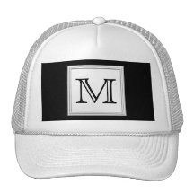 Monograma de encargo impreso. Gris negro y pálido Gorras De Camionero